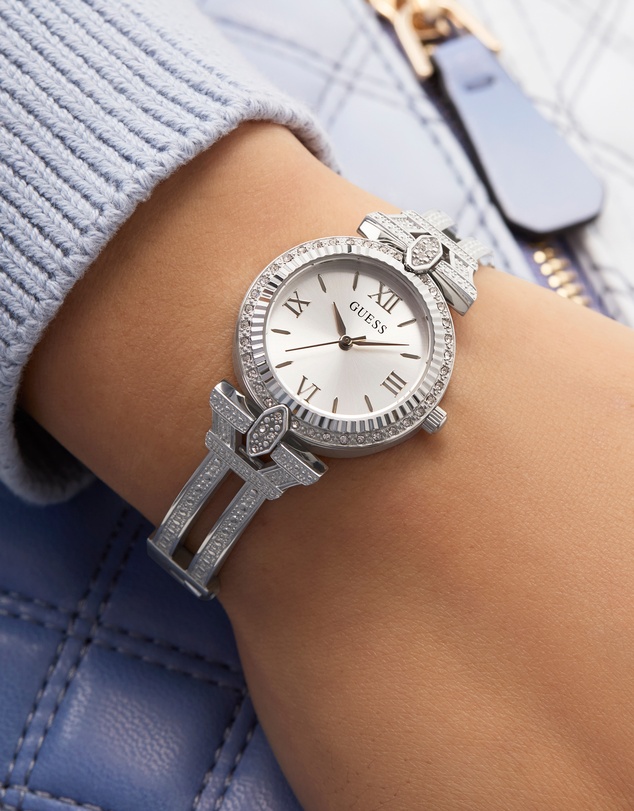 GUESS - Guess Ladies Silver Tone 28mm Analogue Watch