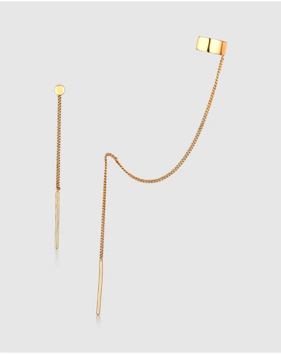 Elli Jewelry - Earrings Earcuff Hanger Long 925 Sterling Silver Gold-plated