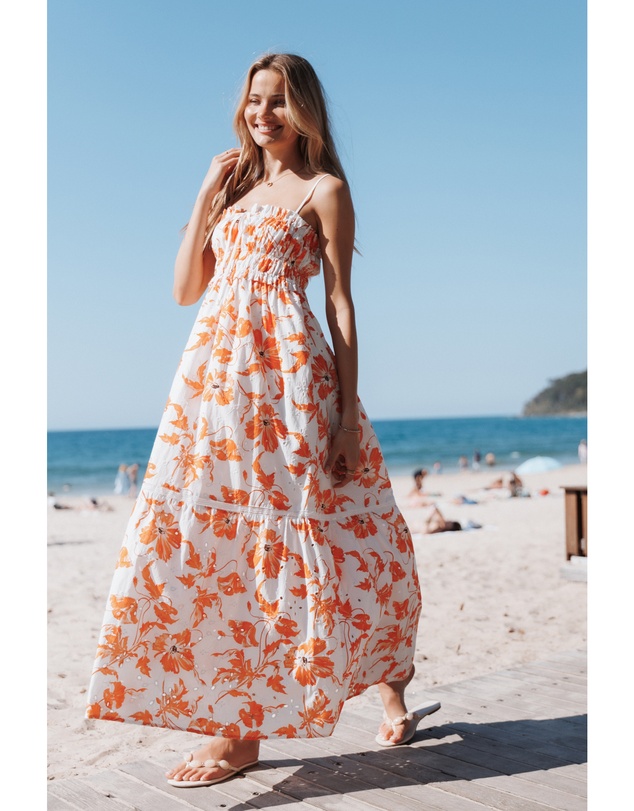 Petal & Pup - Norelle Maxi Dress - Orange Floral
