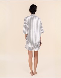Gingerlilly - Evie Olive Stripe Linen Short Set