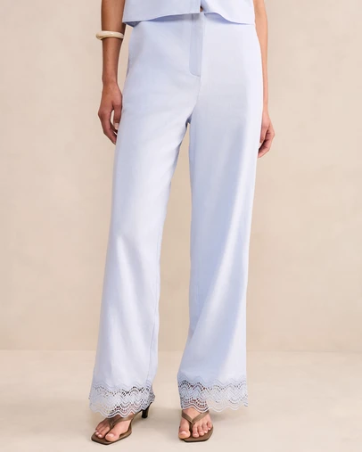 Forever New - Freya Lace Trim Linen Pants