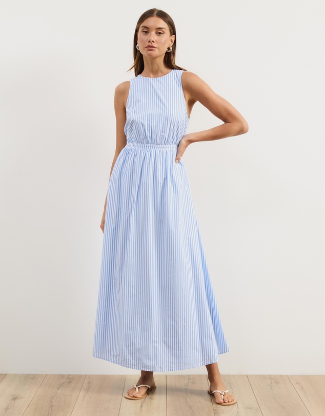 Atmos&Here - Isobel Cotton Stripe Poplin Midi Dress