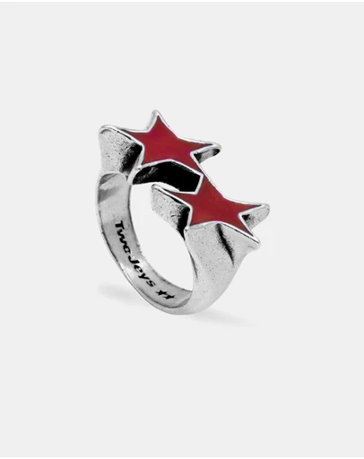TwoJeys - Icon Red Enameled Single Ring