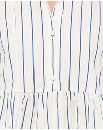 Petal & Pup - Thomas Short Sleeve Peplum Top - Yellow/Blue Stripe