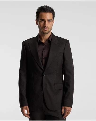 Calibre - Jacquard Wool Suit Jacket Chocolate