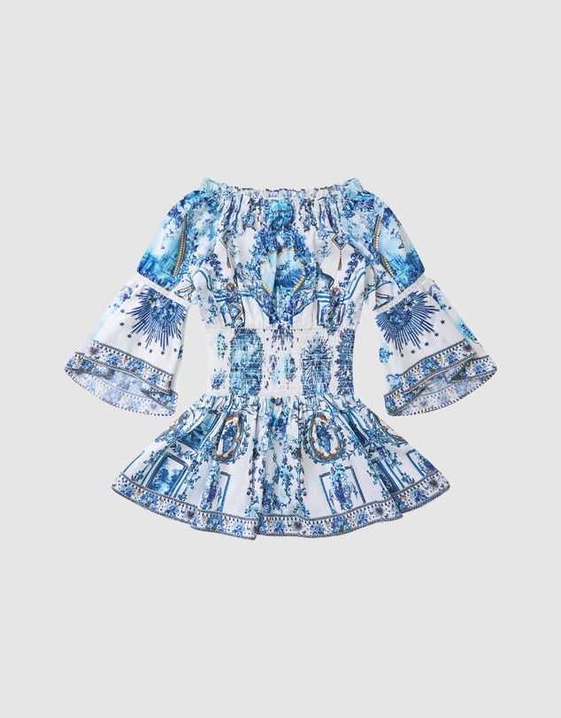 Camilla - Off Shoulder Shirred Waist Mini Dress - Kids