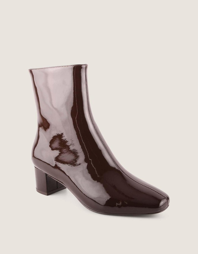 Shelly Shen - Noah Heel Ankle Boots Brown Patent