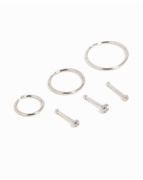 Lovisa - Titanium Cubic Zirconia Classic Nose Studs & Rings 6-Pack