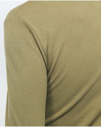 AERE - Della Long Sleeve Rib Henley Top