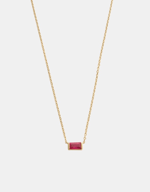 Kirstin Ash - Baguette Birthstone Necklace July Ruby