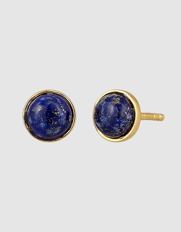 Elli Jewelry - Lapis Lazuli Stud Earrings in Gold-Plated 925 Silver