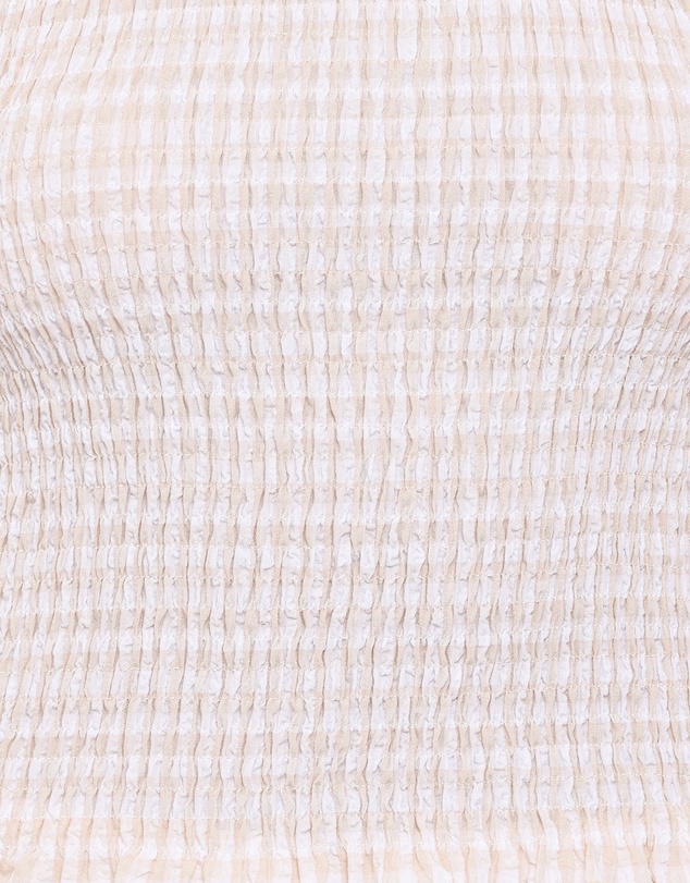 Petal & Pup - Callista Shirred Waist Top - Beige Gingham