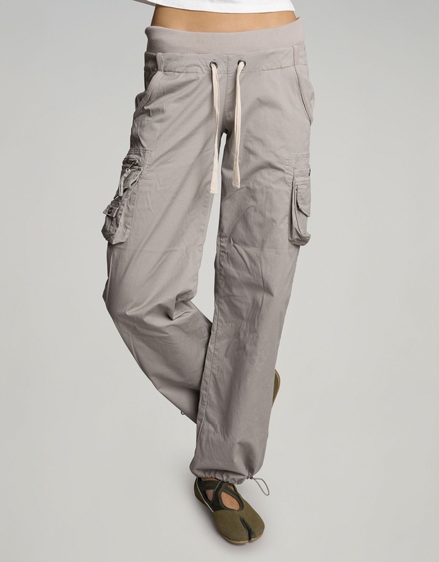 Love and Nostalgia - Little Rippa Rib Waist Cargo Pant - Taupe