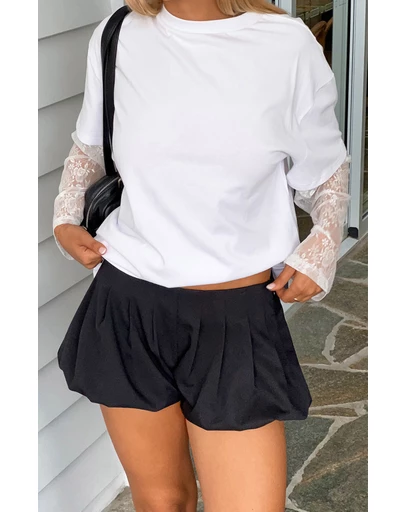 Beginning Boutique - Constance Black Bubble Hem Shorts