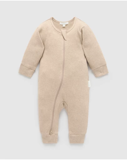 Purebaby - Ribbed Zip Growsuit -Kids-Babies