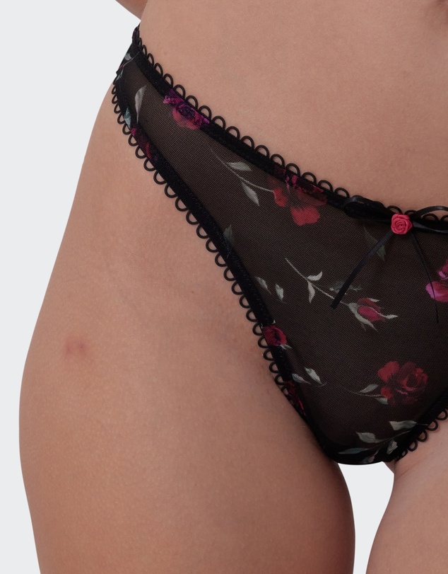 Bras N Things - Night Games Lust In Bloom Unlined Bra & G String Set - Print Floral/Black