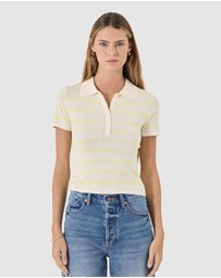 Rolla's - Lady Knit Polo Top - Pale Yellow