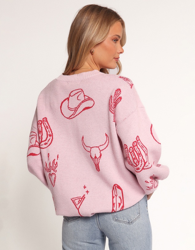 Petal & Pup - Jax Western Knit Sweater - Pink