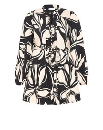 City Chic - Plus size Kinsley Mono Print Mini Dress - bone