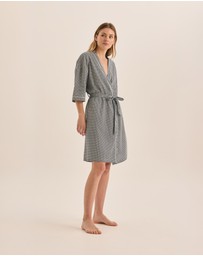 Gingerlilly - Indigo Navy Diamond Cotton Robe