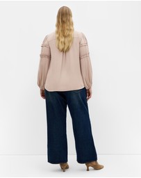 City Chic - Plus size Drama Queen Long Sleeve Shirt - stone
