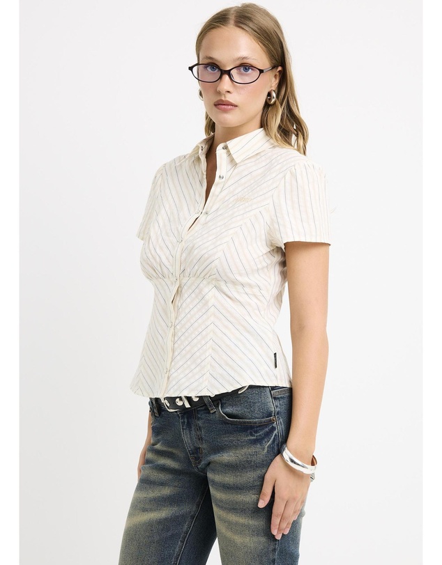 Insight - Zahra Short Sleeeve Bias Stripe Shirt