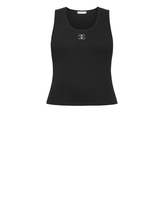 City Chic - Plus size Tara Motif Rib Tank - black