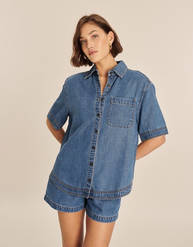 AERE - Kyra Denim Twill Oversized Shirt