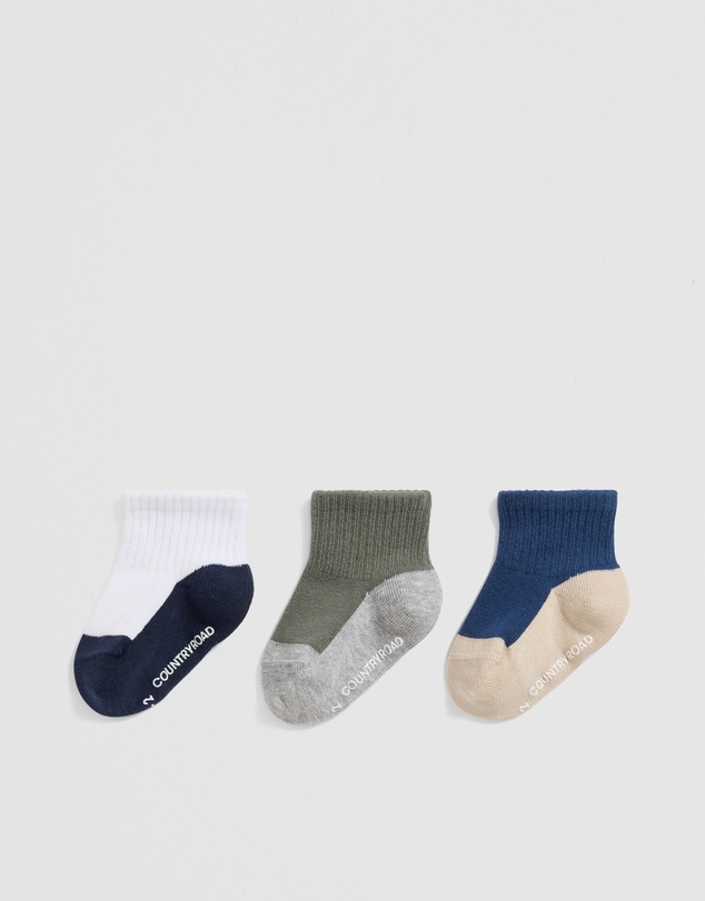 Country Road - Quarter Crew Sock Pack Of 3