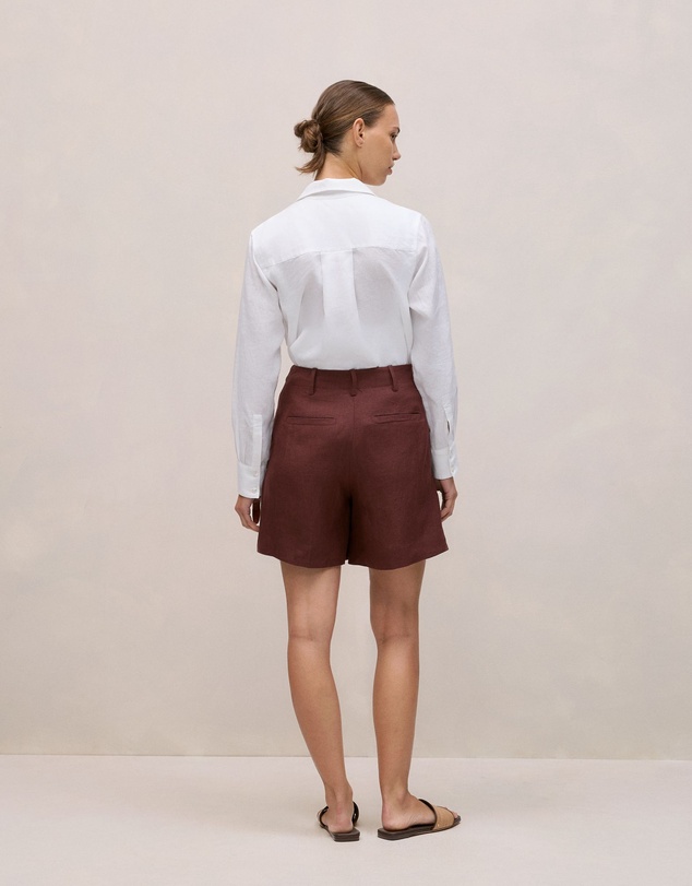 Trenery - Delave Linen Tailored Short in Espresso
