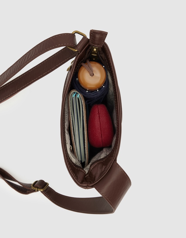 BEE - Merredin Brown Leather Crossbody Bag