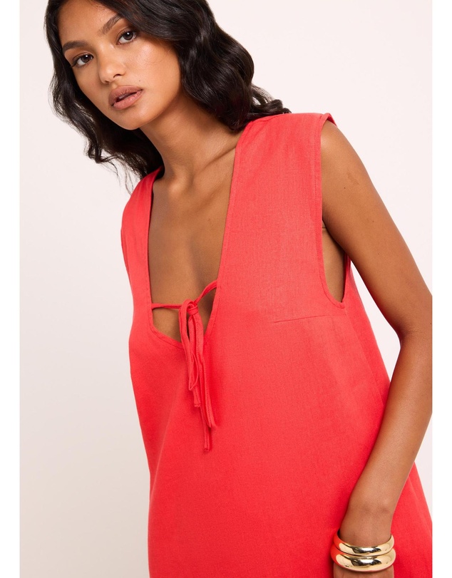 Subtitled - Everlyn Linen Scoop Neck Mini Dress
