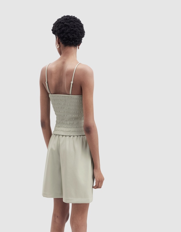 UNISON - Leather Look Shirred Top