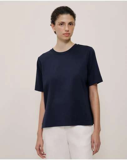 Trenery - Modal Cotton Boxy Crew T-shirt in Night Sky