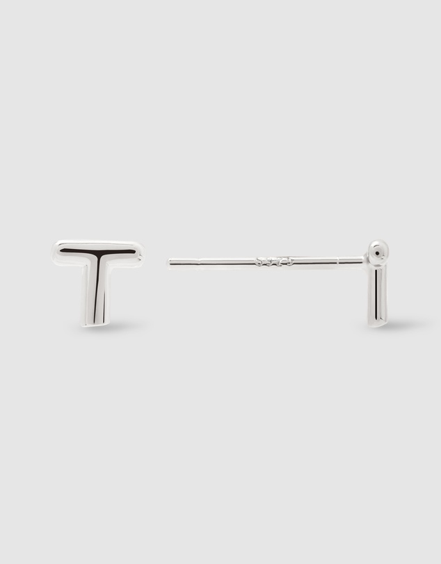 Wanderlust + Co - Alphabet Bubble Silver Stud Earrings - Letter T