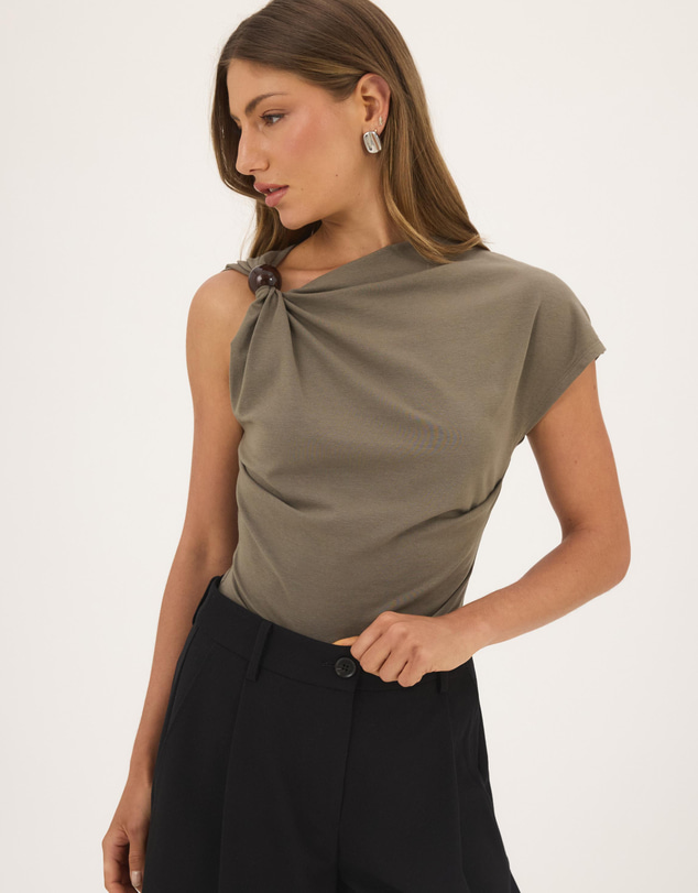 Atmos&Here - Freya One Shoulder Bead Draped Top