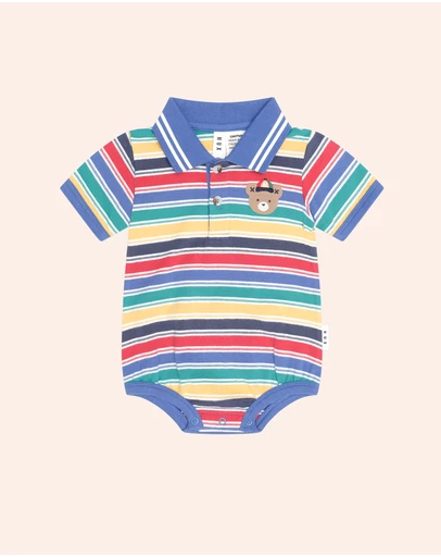 Huxbaby - Vintage Stripe Hux Polo Romper - Babies