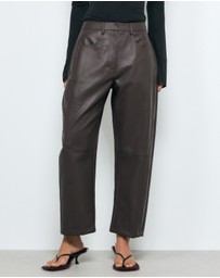 AERE - Sienna PU Barrel Leg Pants