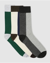 Ambra - Ambra Men's Two-Tone Crew Sock 3 Pair Pack