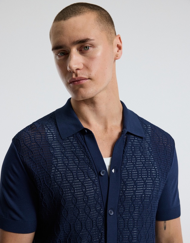 Calibre - Cable Short Sleeve Knit Shirt Royal Blue