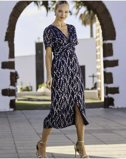 Sosandar - Fleck Print Twist Front Dress
