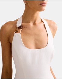 Forever New - Tash Hardware Halter Neck Linen Mini Dress