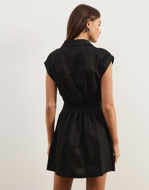 Atmos&Here - Marni Linen Blend Tie Front Mini Dress