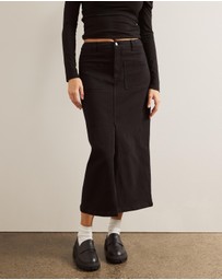 AERE - Cotton Split Front Midi Skirt
