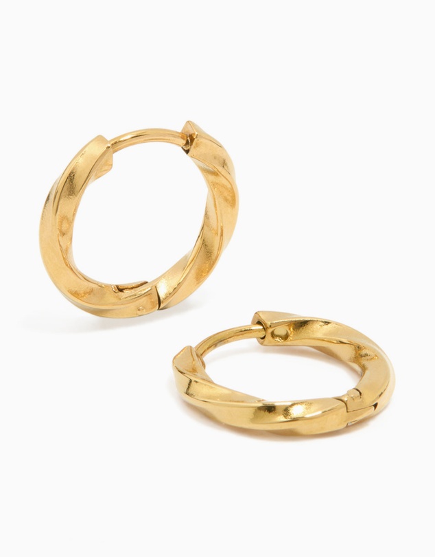 Lovisa - Waterproof Gold Plated Stainless Steel Huggie Earrings 10MM