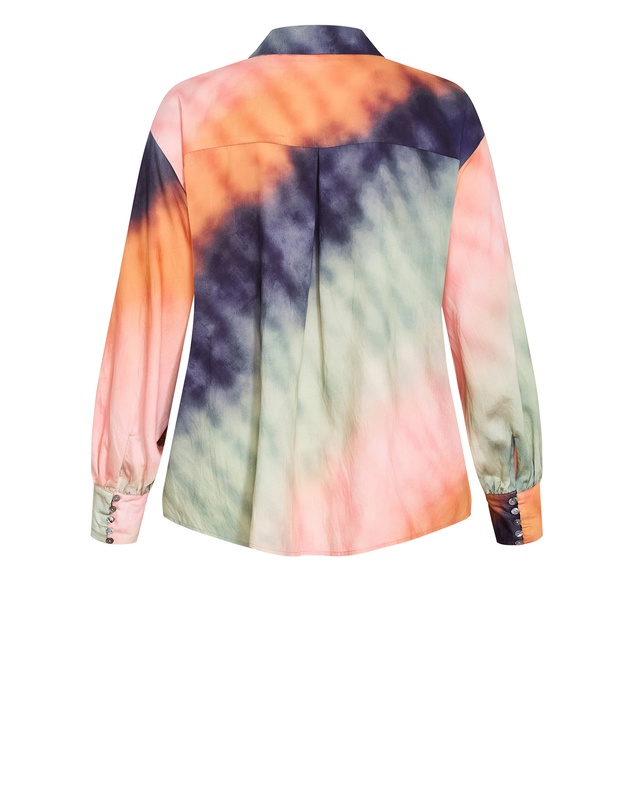 City Chic - Plus size Sunset Ombre Print Shirt - peach