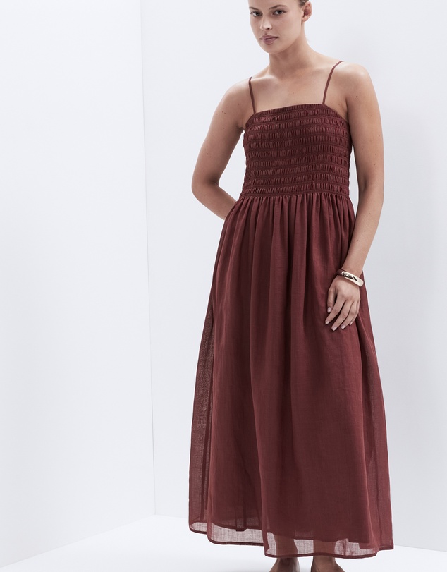 UNISON - Ramie Shirred Dress