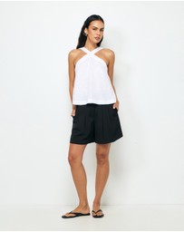AERE - Elodie Linen Cross Front Top