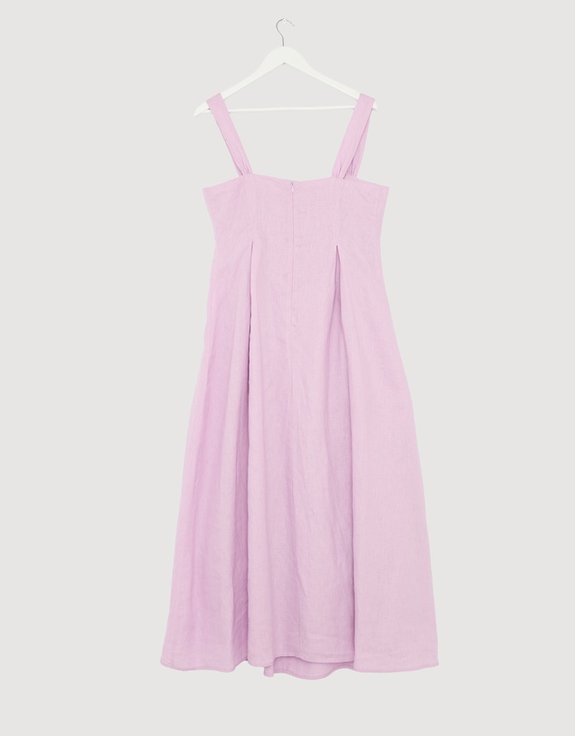 Revibe - Repaired AERE Inara Pleated Linen Midi Dress - AU 16