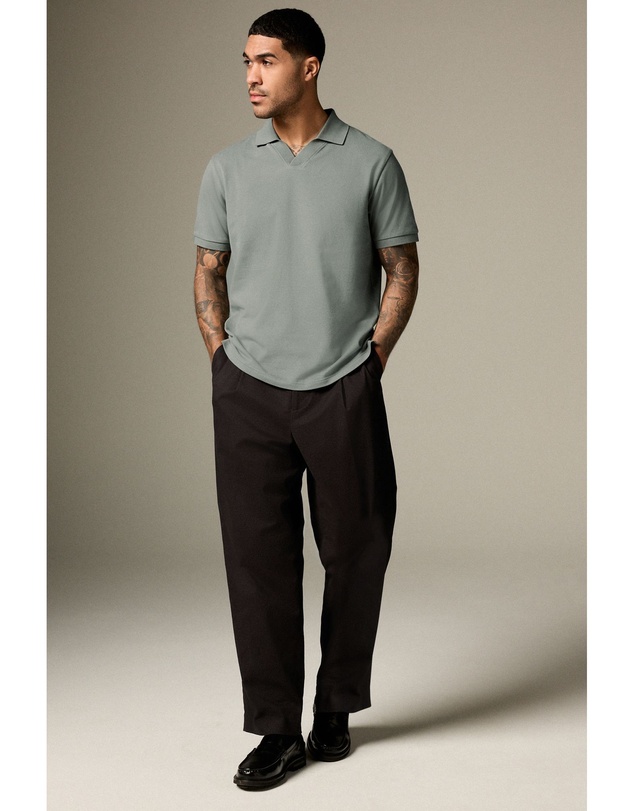 NEXT - Short Sleeve Cuban Collar Pique Polo Shirt
